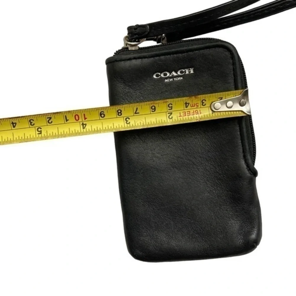Coach black leather legacy wristlet bag
